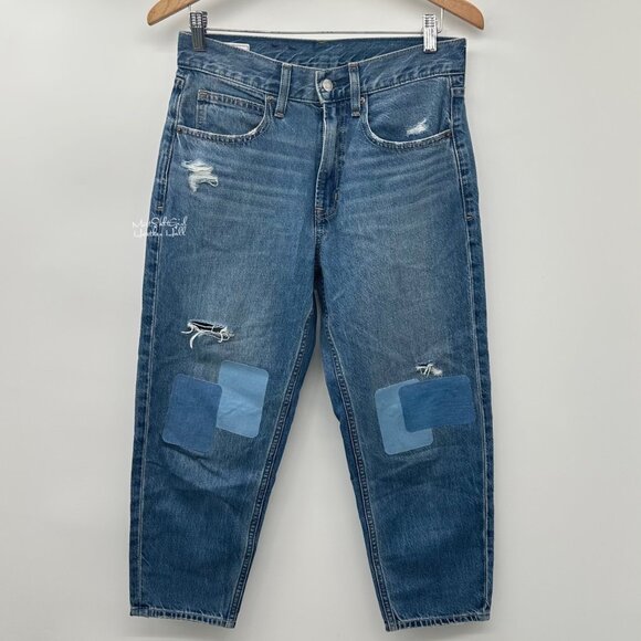 GAP Denim - Gap High-Rise Patch Distressed Barrel Jeans Size 26 Petite